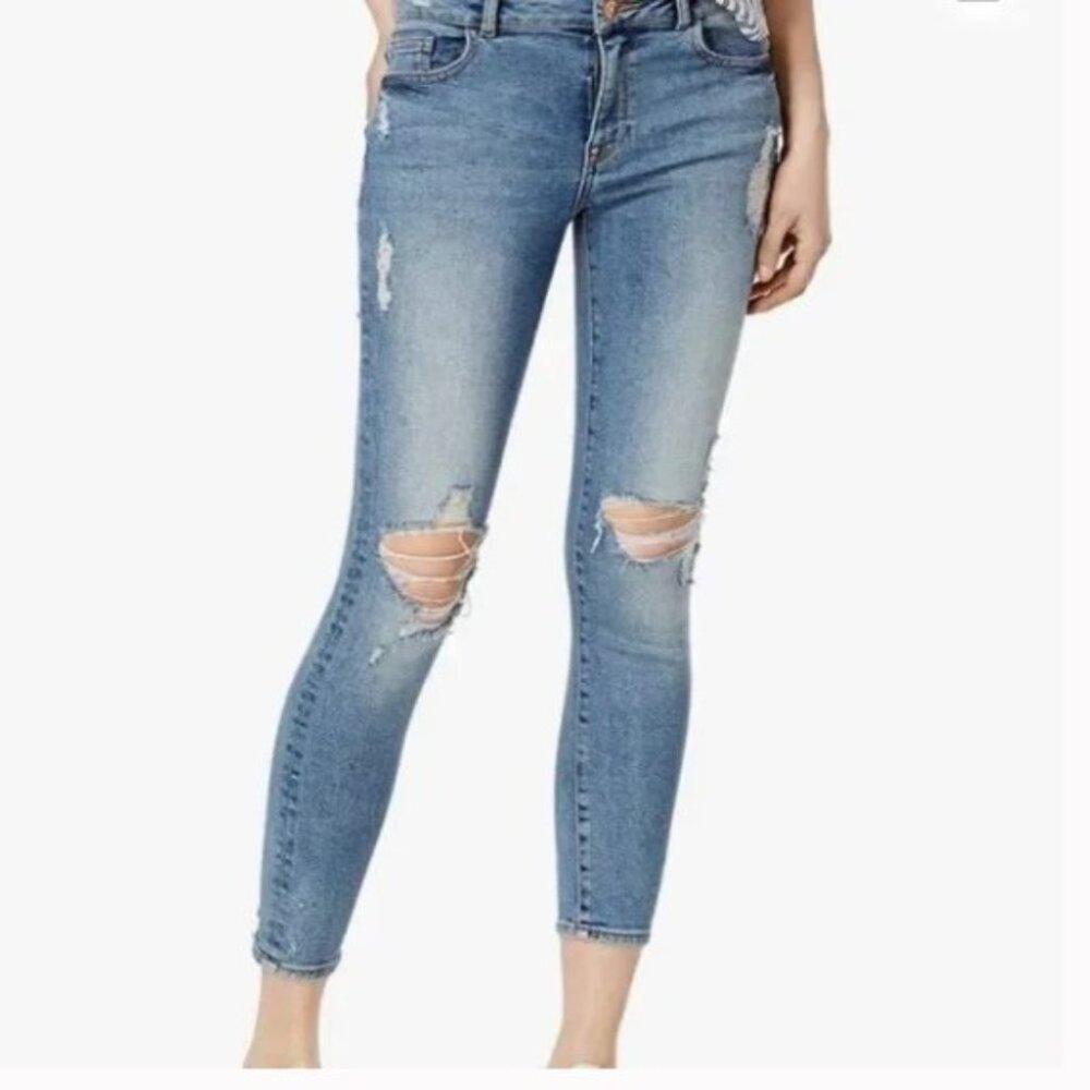 DL1961 Margaux Instasculpt Ankle Cropped Skinny Blue Jeans in Karmic Sz 28